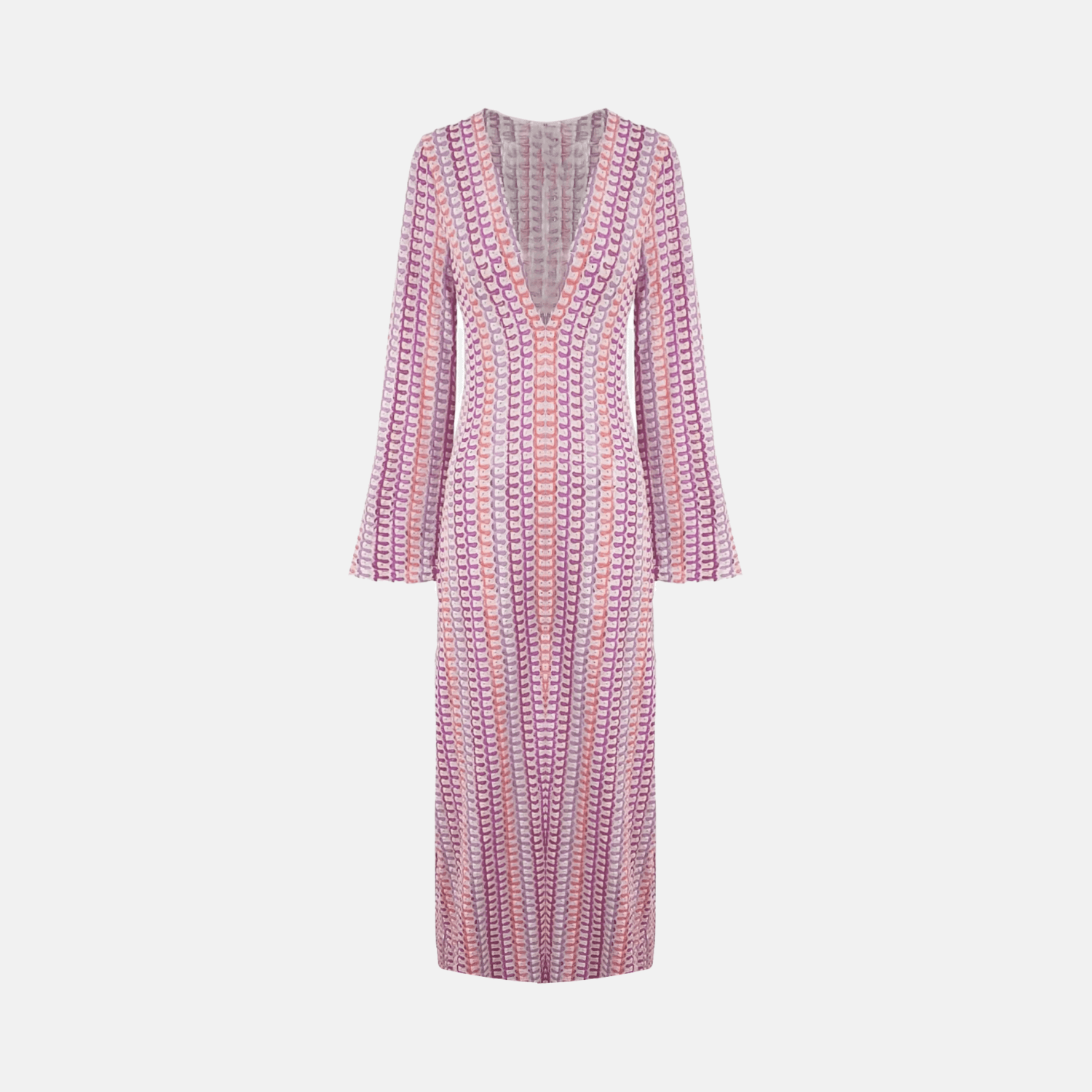 Vestido Longo de Praia com Manga Longa e Decote Profundo – Lacouture - VIEUX OFICIAL