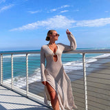 Saída de Praia Longa de Tricô com Argola e Fenda – Ibiza VIEUX OFICIAL
