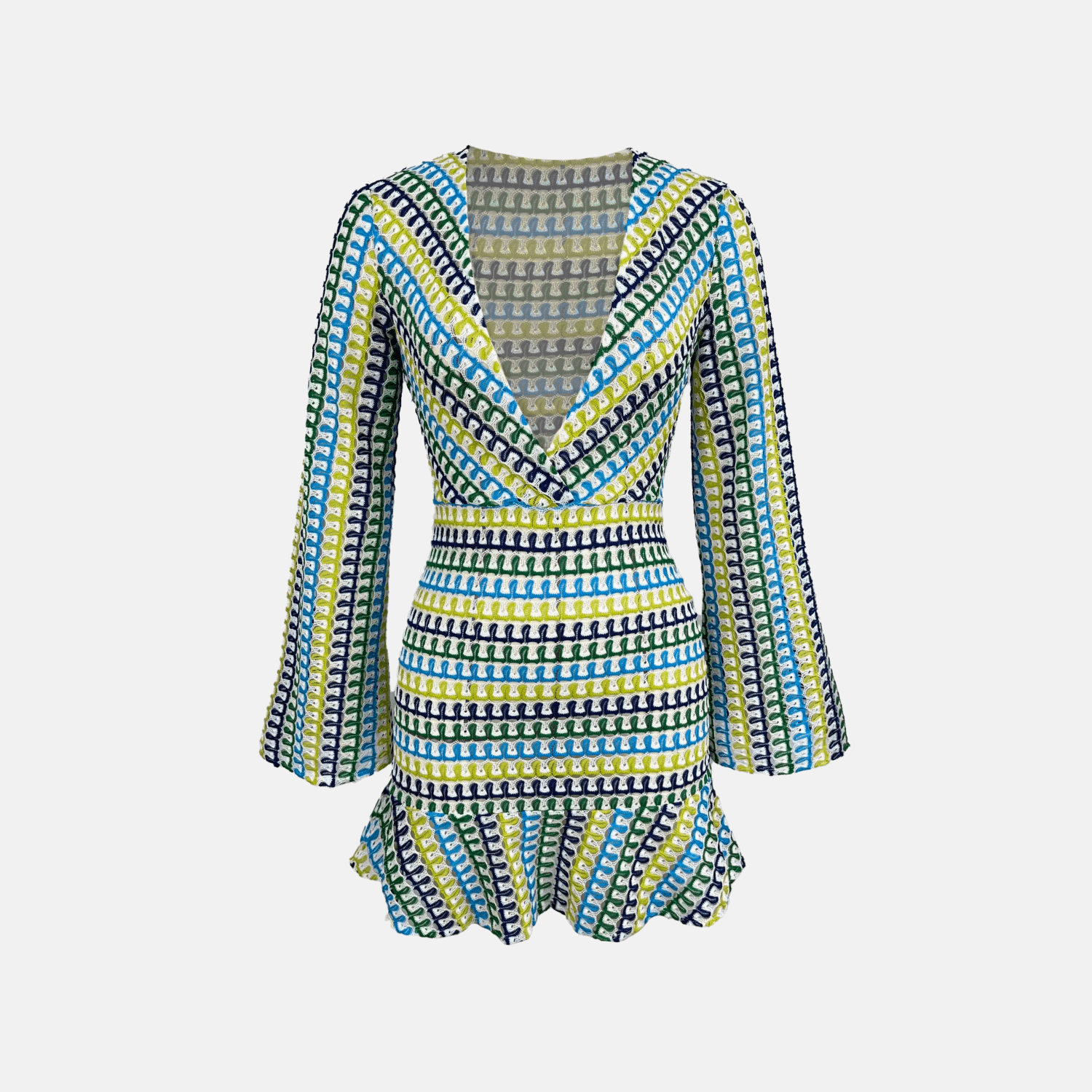 Vestido Curto de Praia com Manga Longa e Decote Profundo – Monet - VIEUX OFICIAL