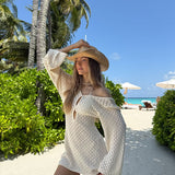 Saída de Praia Vestido Curto de Tricô Manga Sino – Maldivas VIEUX OFICIAL