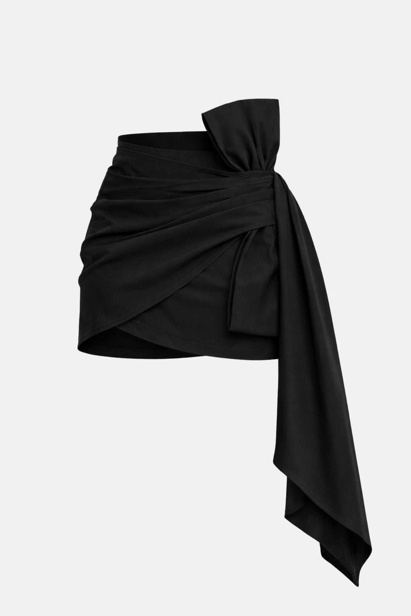 Saia curta feminina drapeada assimétrica com laço maxi Panache VIEUX OFICIAL
