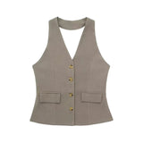 Conjunto Feminino Alfaiataria Colete Frente Única e Calça Pantalona – Sinfonia - VIEUX OFICIAL