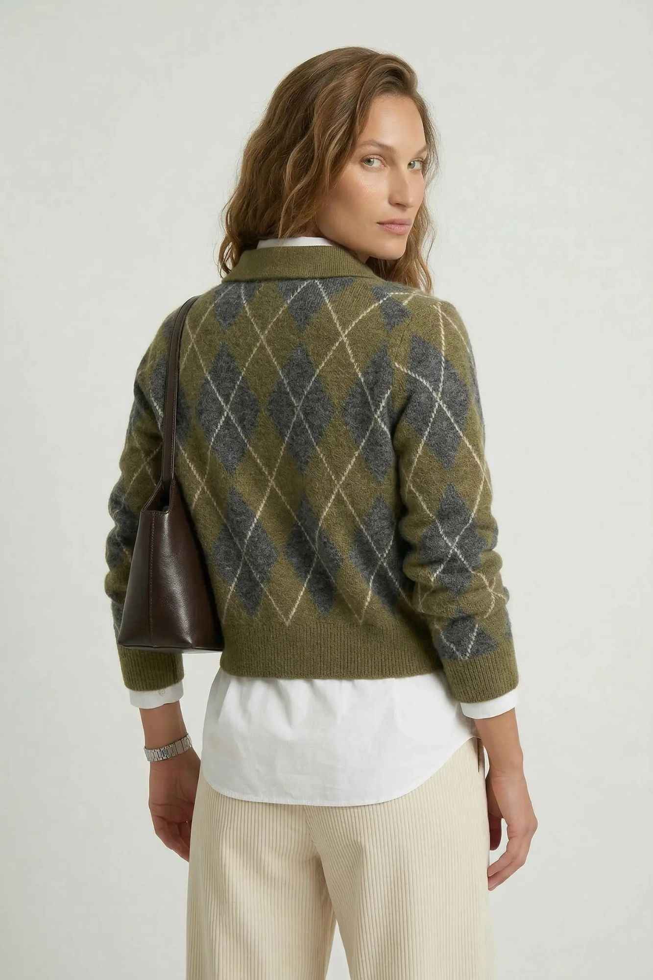 Suéter xadrez de inverno aconchegante Beatrice VIEUX OFICIAL
