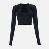 Top Cropped Preto de Manga Longa com Recortes – Dozier - VIEUX OFICIAL