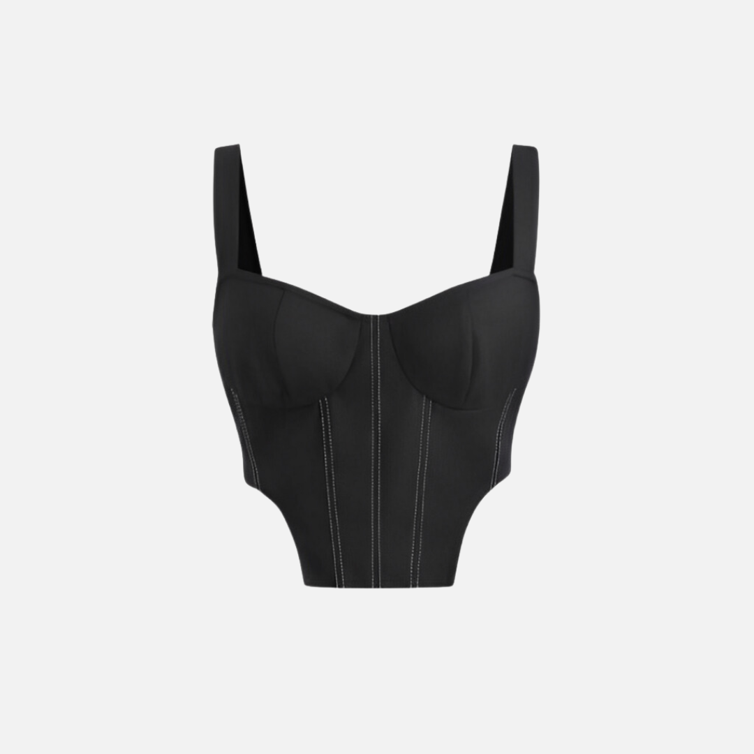 Top Cropped Preto Estruturado Estilo Corset – Emilie - VIEUX OFICIAL