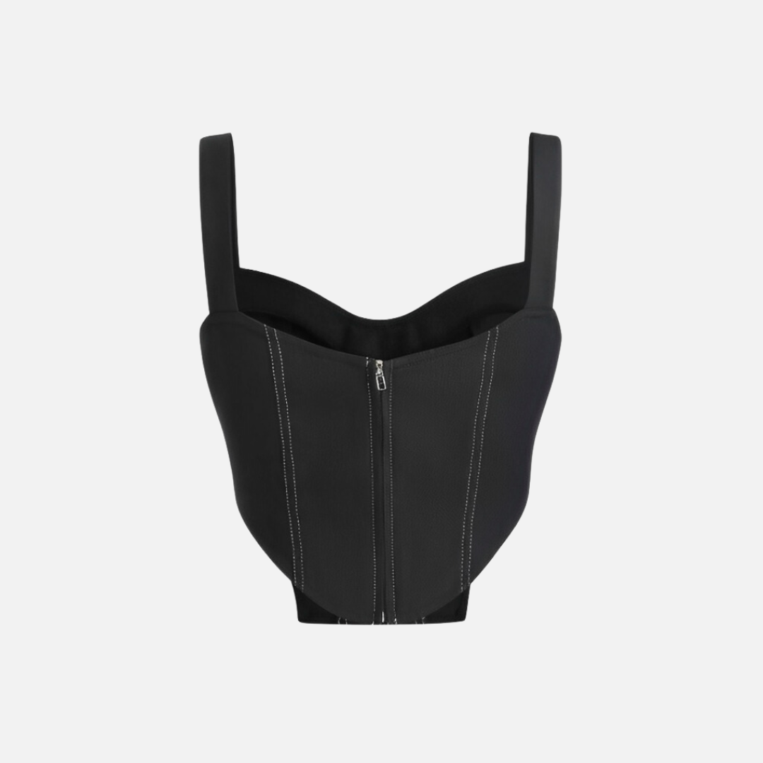 Top Cropped Preto Estruturado Estilo Corset – Emilie - VIEUX OFICIAL
