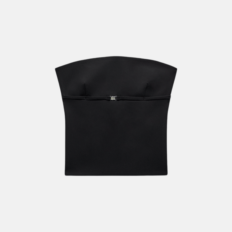 Top tomara que caia preto com tiras nas costas Helene VIEUX OFICIAL