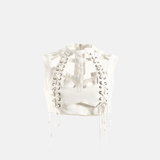 Top Cropped Estruturado com Recortes e Amarração Corset – Zebda - VIEUX OFICIAL