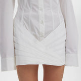 Vestido curto branco estilo camisa Francesca VIEUX OFICIAL