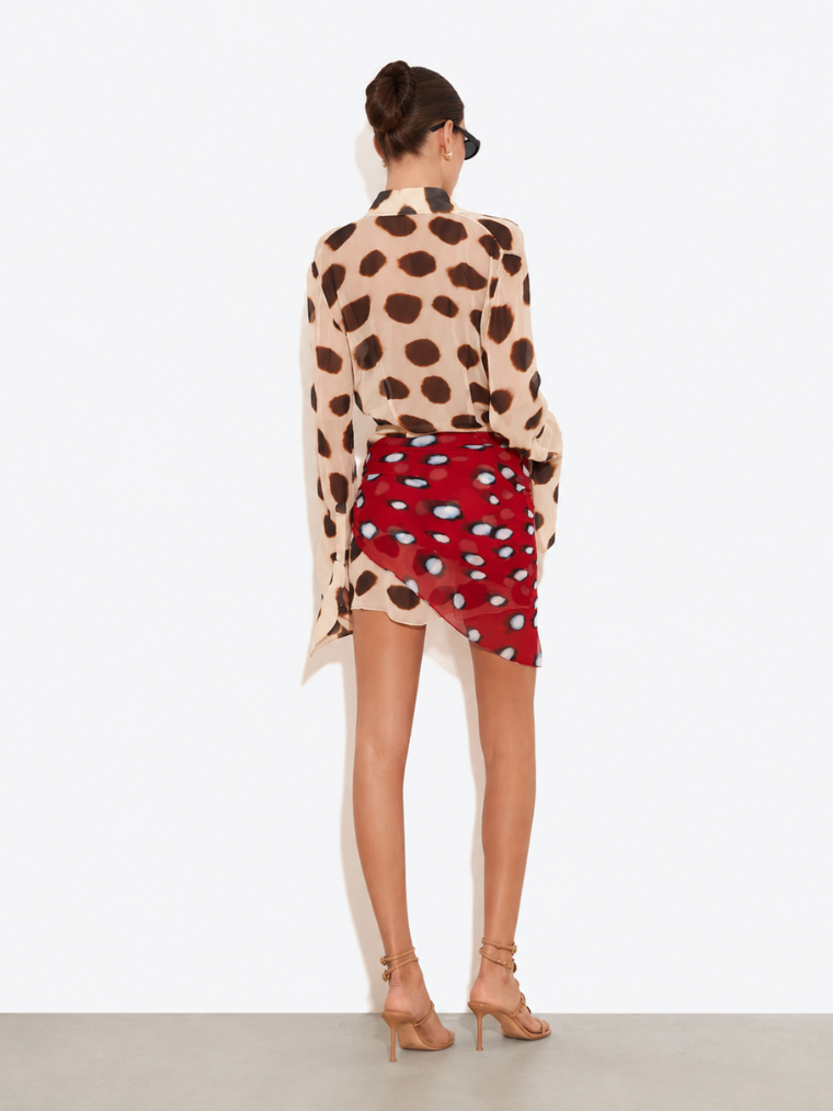 Vestido Curto Chemise Animal Print com Lenço Estampado – Azénor