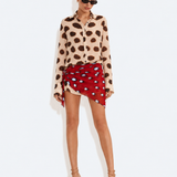 Vestido Curto Chemise Animal Print com Lenço Estampado – Azénor
