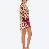 Vestido Curto Chemise Animal Print com Lenço Estampado – Azénor