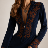 Vestido Longo Country Feminino com Franjas, Bordado Western e Manga Longa – Maison Sauvage - VIEUX OFICIAL