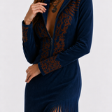 Vestido Longo Country Feminino com Franjas, Bordado Western e Manga Longa – Maison Sauvage VIEUX OFICIAL