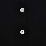 Vestido Blazer Curto Preto com Saia Plissada e Botões de Cristal – Boulud