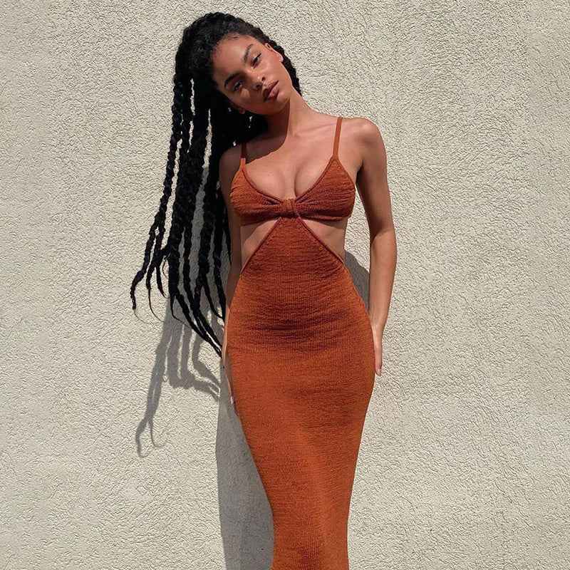 Vestido Longo Tricot Canelado de Viscose — Brissonnet