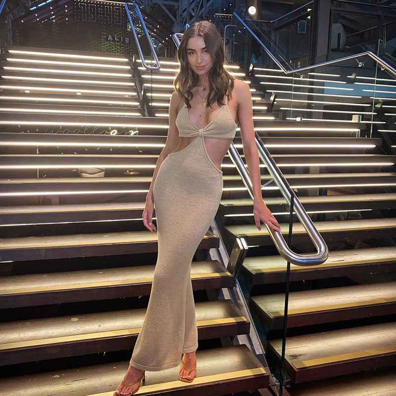 Vestido Longo Tricot Canelado de Viscose — Brissonnet