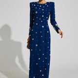 Vestido Coupole Longo Azul VIEUX OFICIAL