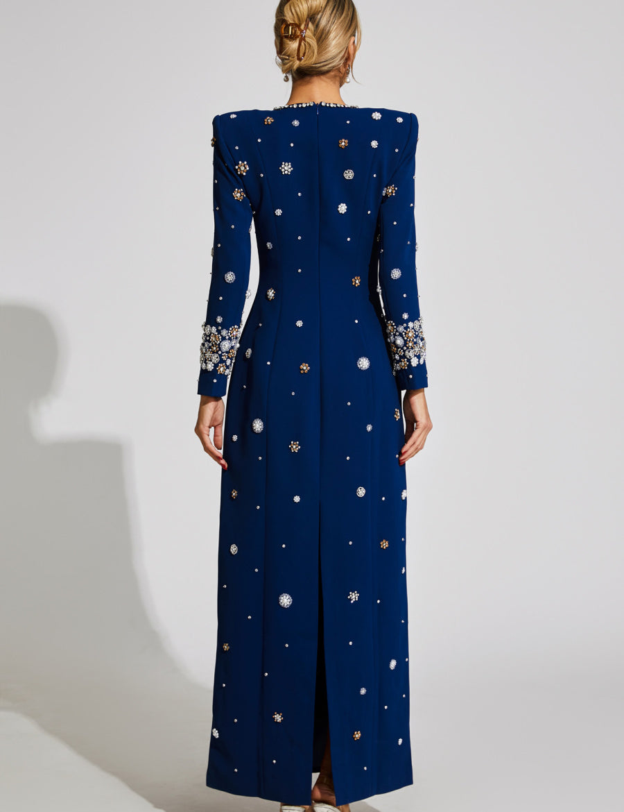 Vestido Coupole Longo Azul VIEUX OFICIAL