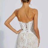 Vestido Curto Branco com Renda e Estrutura Corset - Françoise VIEUX OFICIAL