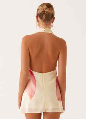 Vestido Curto Floral Frente Única com Decote Degagê – Aquarelle