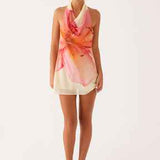 Vestido Curto Floral Frente Única com Decote Degagê – Aquarelle