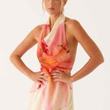 Vestido Curto Floral Frente Única com Decote Degagê – Aquarelle