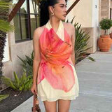 Vestido Curto Floral Frente Única com Decote Degagê – Aquarelle