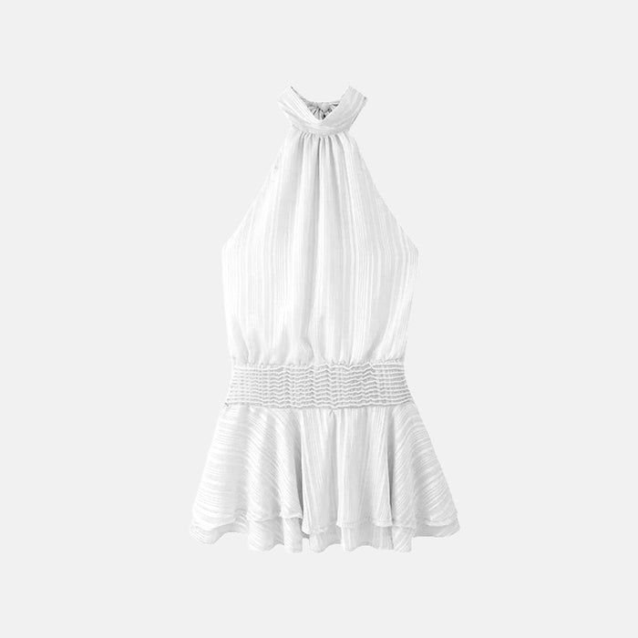 Vestido Curto Frente Única de Tecido Acetinado com Cintura Lastex – Ibiza
