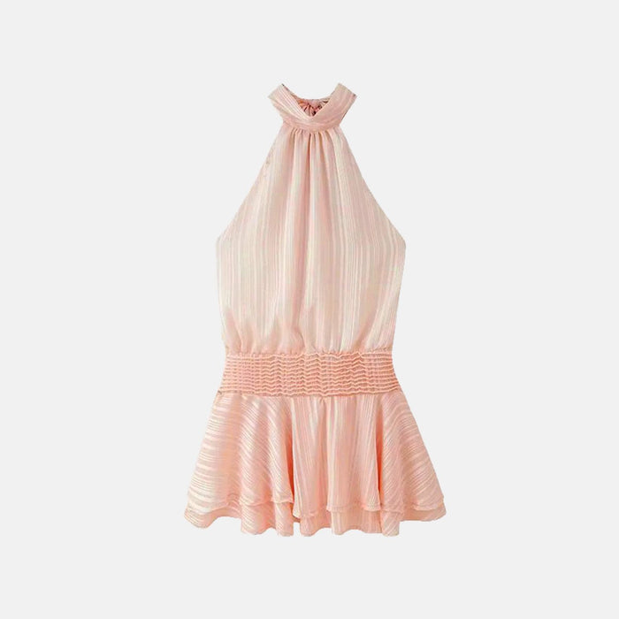 Vestido Curto Frente Única de Tecido Acetinado com Cintura Lastex – Ibiza