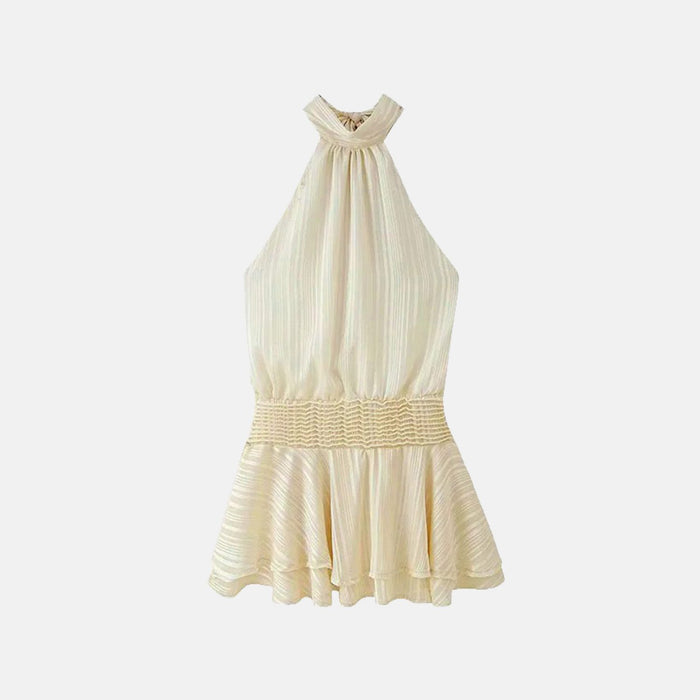 Vestido Curto Frente Única de Tecido Acetinado com Cintura Lastex – Ibiza