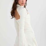 Vestido Curto Preto com Manga Longa e Recorte Frontal - Clivage Hiver VIEUX OFICIAL