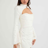 Vestido Curto Preto com Manga Longa e Recorte Frontal - Clivage Hiver VIEUX OFICIAL