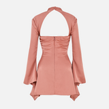 Vestido Curto Preto com Manga Longa e Recorte Frontal - Clivage Hiver VIEUX OFICIAL