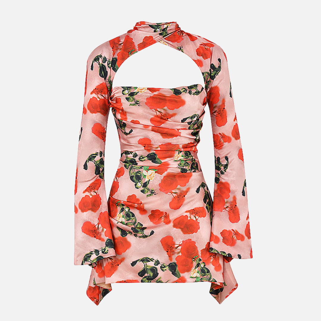 Vestido Curto Preto com Manga Longa e Recorte Frontal - Clivage Hiver - VIEUX OFICIAL