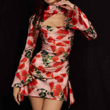 Vestido Curto Preto com Manga Longa e Recorte Frontal - Clivage Hiver VIEUX OFICIAL
