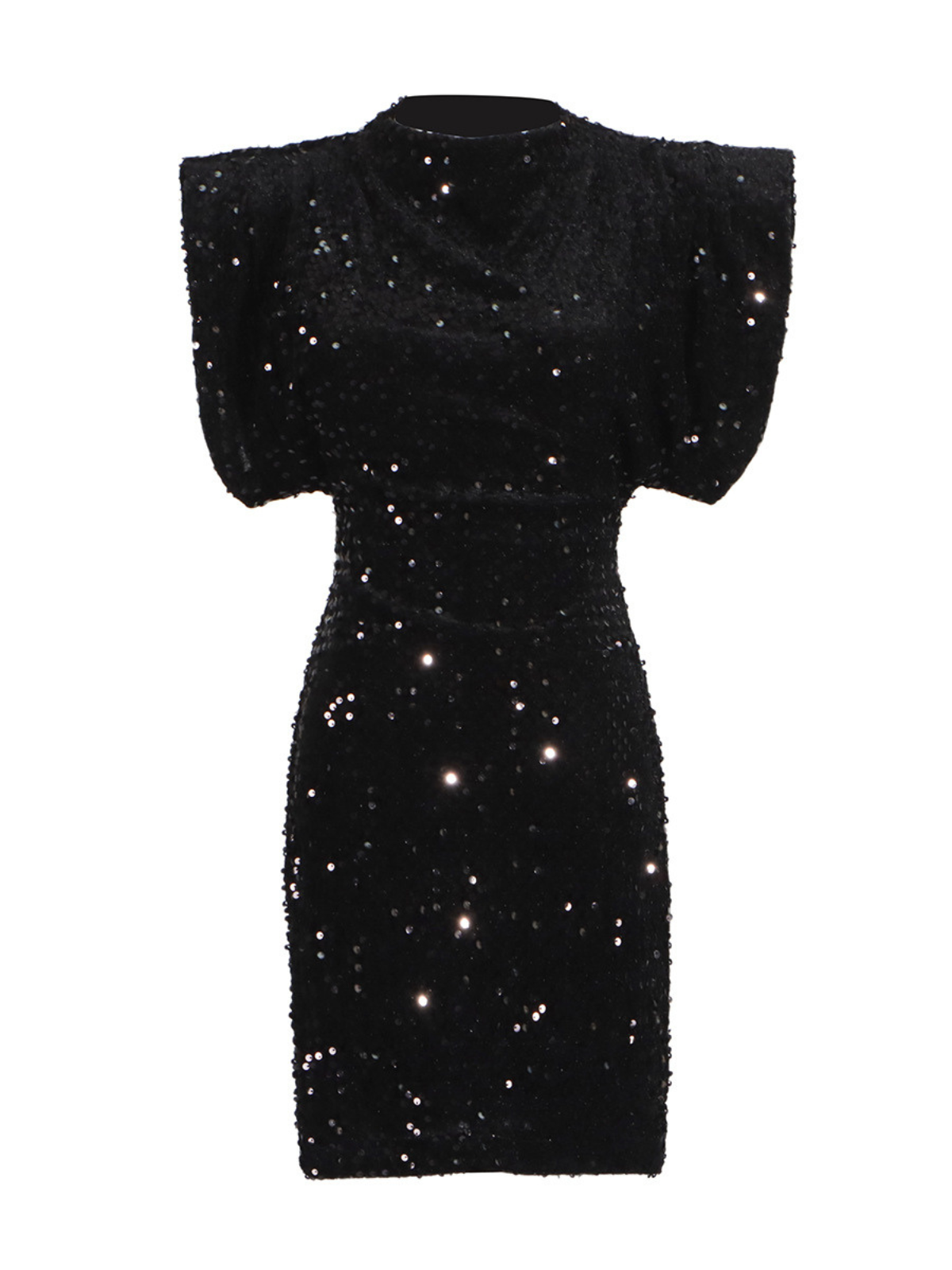 Vestido Curto Preto com Paetês e Ombreiras - Weiss - VIEUX OFICIAL