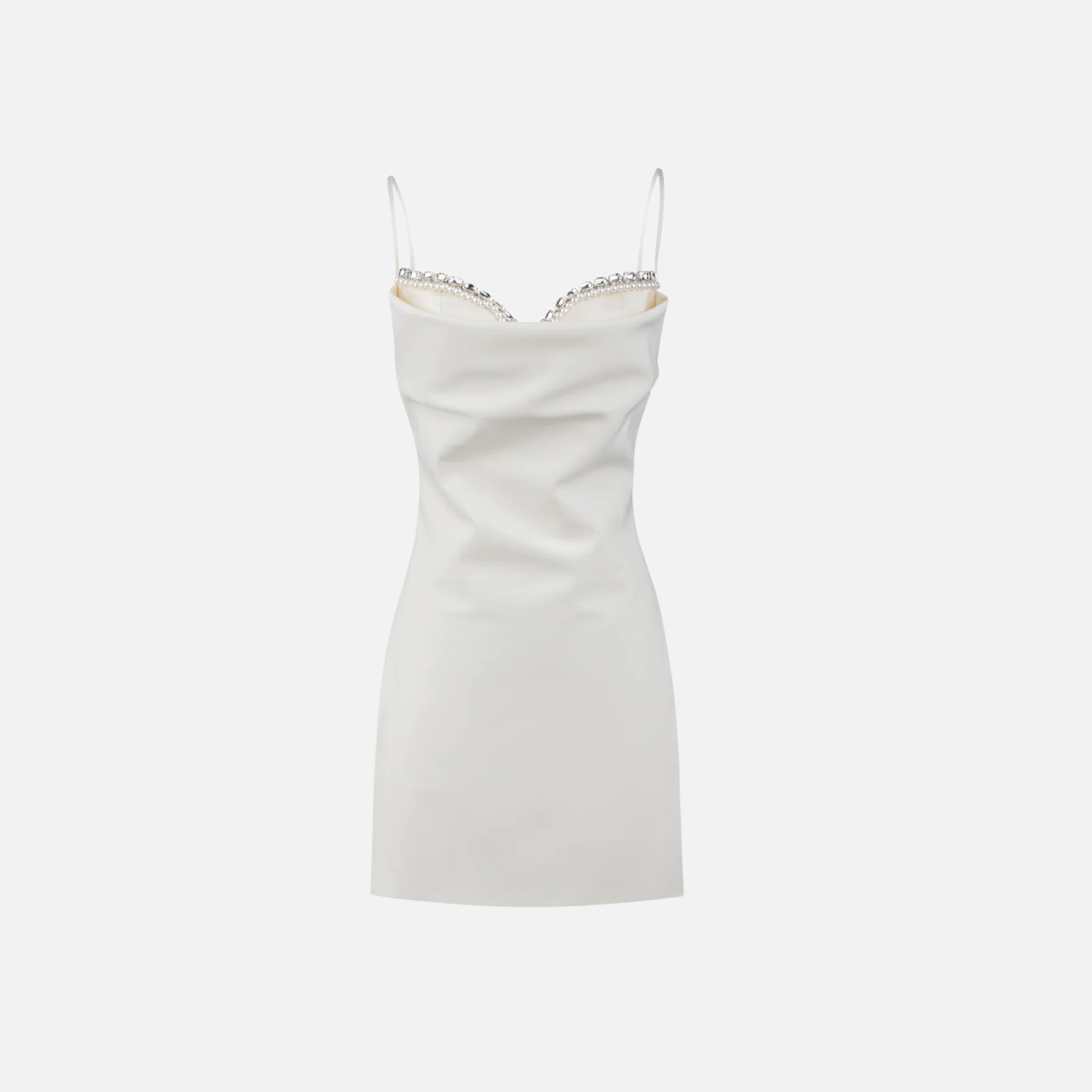 Vestido Curto Rosa com Alças Finas e Bordado de Pérolas no Decote - Perle VIEUX OFICIAL