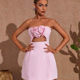 Vestido Curto Tomara que Caia com Flor 3D – Rosalie - VIEUX OFICIAL