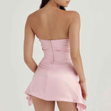 Vestido Curto Tomara que Caia em Cetim com Fenda - Clivage - VIEUX OFICIAL