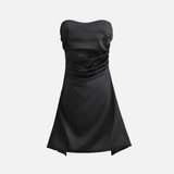 Vestido Curto Tomara que Caia em Cetim com Fenda - Clivage - VIEUX OFICIAL