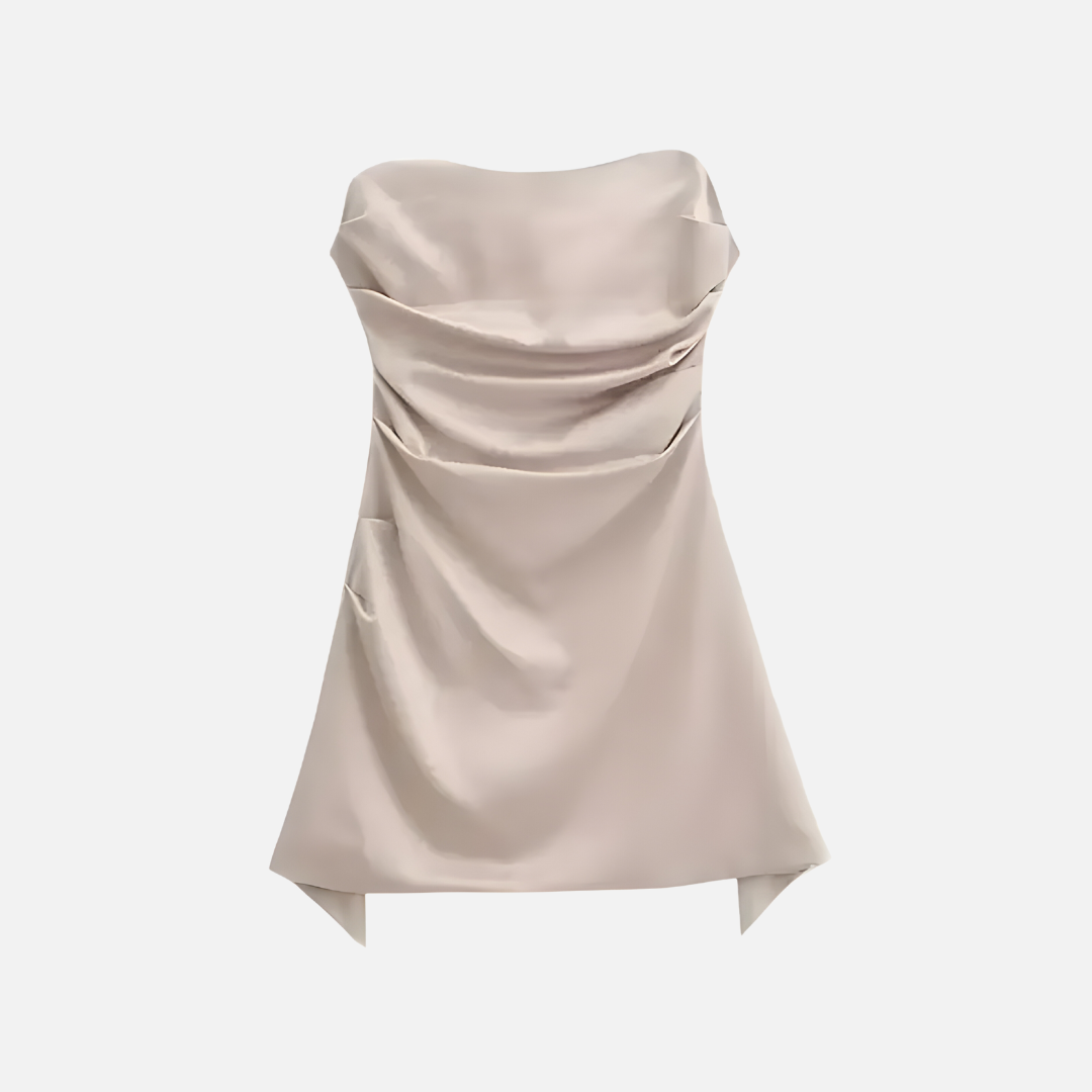 Vestido Curto Tomara que Caia em Cetim com Fenda - Clivage - VIEUX OFICIAL