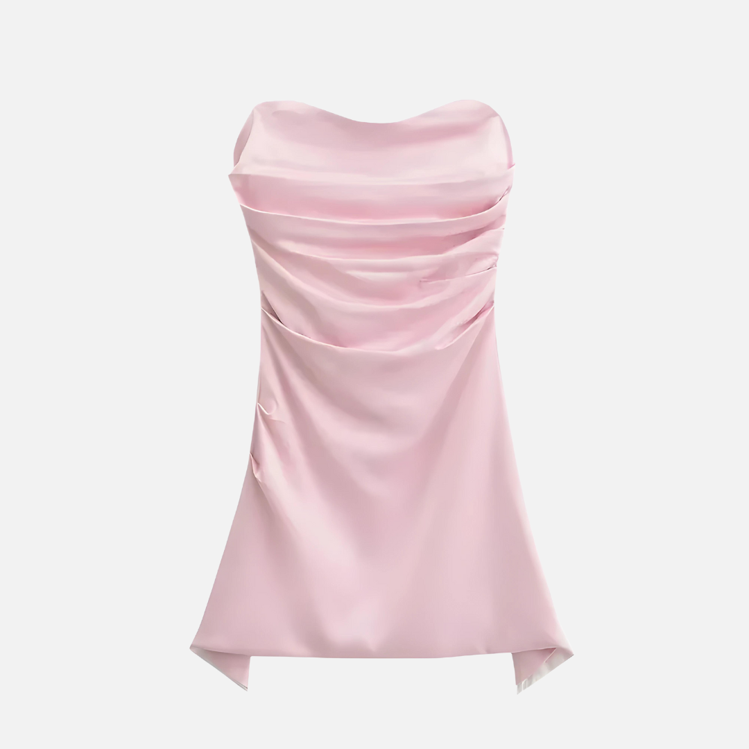 Vestido Curto Tomara que Caia em Cetim com Fenda - Clivage - VIEUX OFICIAL