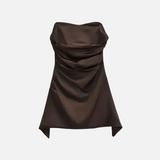 Vestido Curto Tomara que Caia em Cetim com Fenda - Clivage - VIEUX OFICIAL