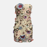 Vestido de Festa Curto Tomara que Caia de Tule com Bordado de Flores 3D – Vallet - VIEUX OFICIAL