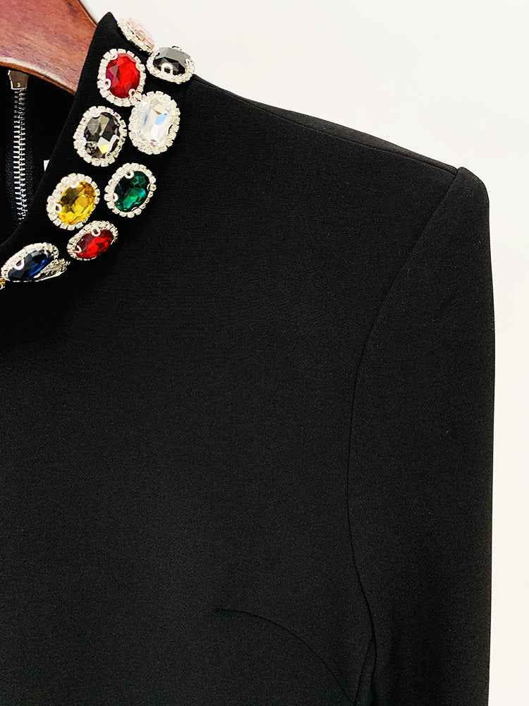 Vestido Curto com Mangas Longas e Aplicações de Pedrarias - Les Mots VIEUX OFICIAL