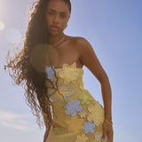 Vestido Curto de Crochê Assimétrico com Flores 3D – Flora VIEUX OFICIAL