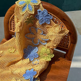 Vestido Curto de Crochê Assimétrico com Flores 3D – Flora VIEUX OFICIAL