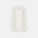 Vestido Curto de Renda com Manga Longa e Transparência – Chantal VIEUX OFICIAL