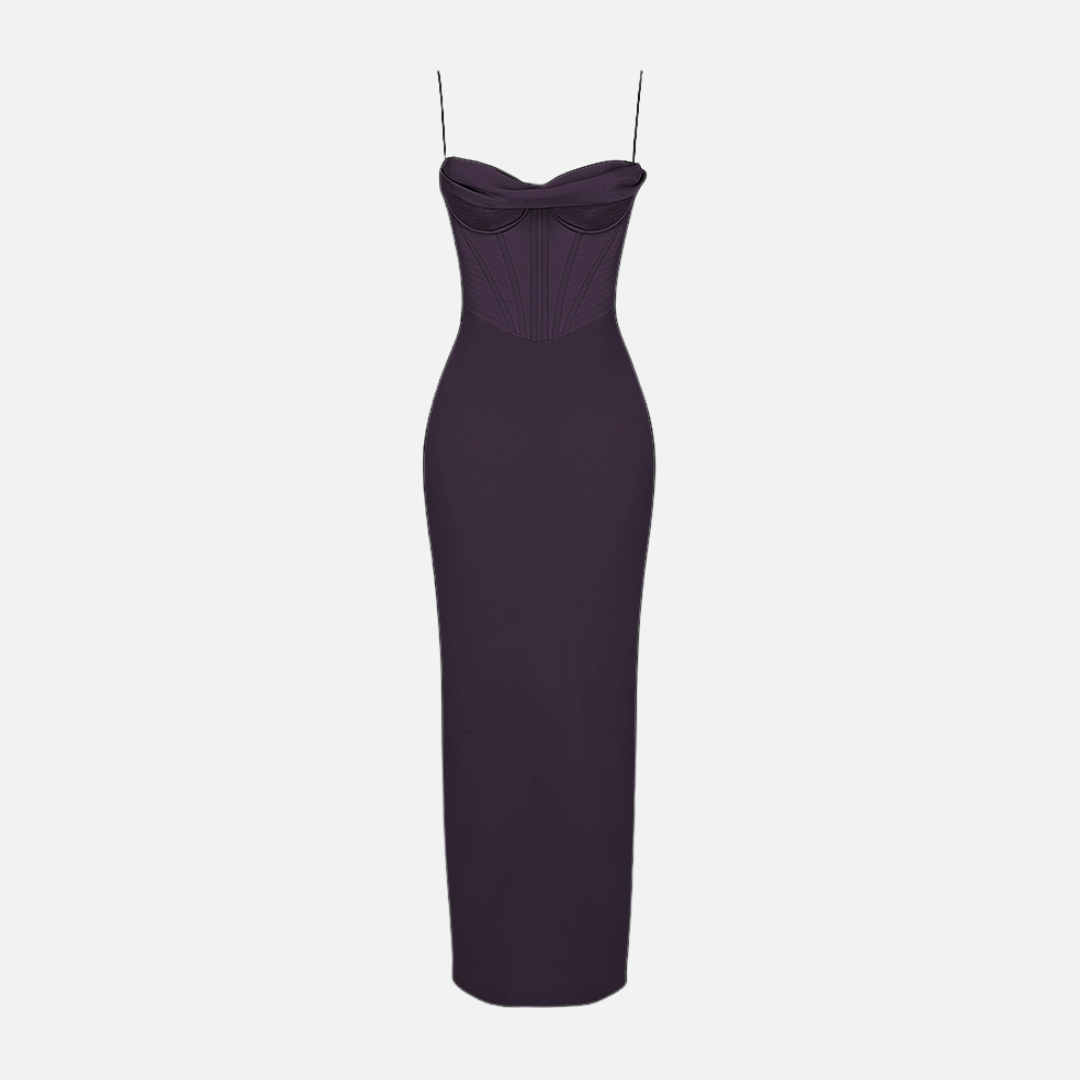 Vestido longo de festa com corset verde Les Feuilles VIEUX OFICIAL